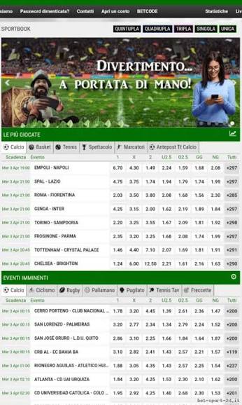 Betsport24 mobile sportsbook screenshot